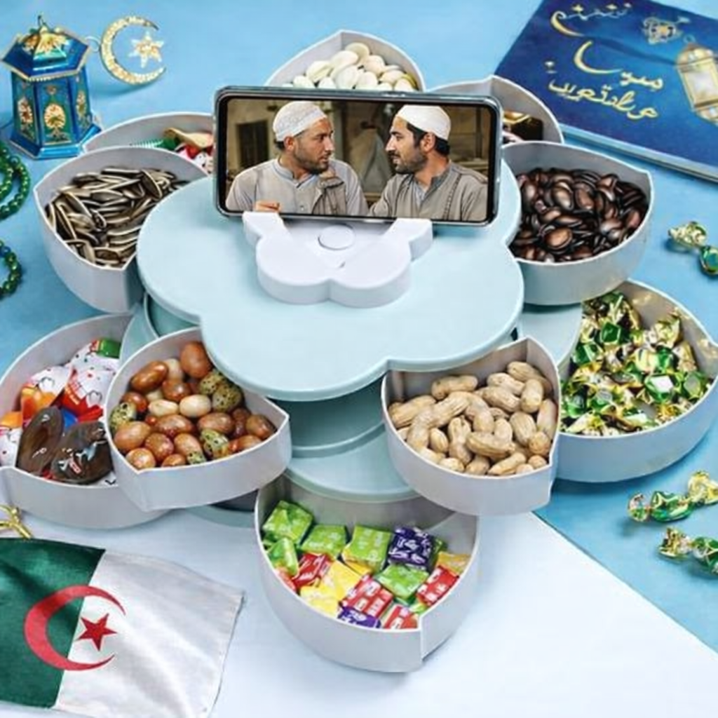 زهرة تخزين المكسرات المتفتحة ب 12 علبة مدمجة مع حامل هاتف