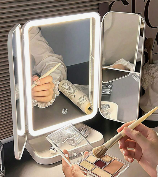 مرآة المكياج الذكية 3 في 1 بإضاءة LED