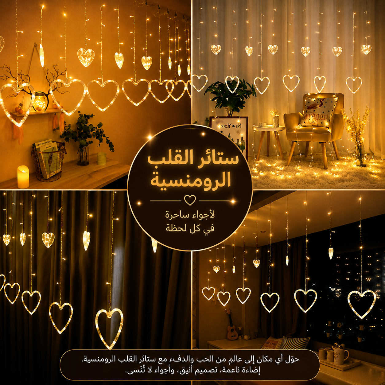 ستائر القلب الرومنسية