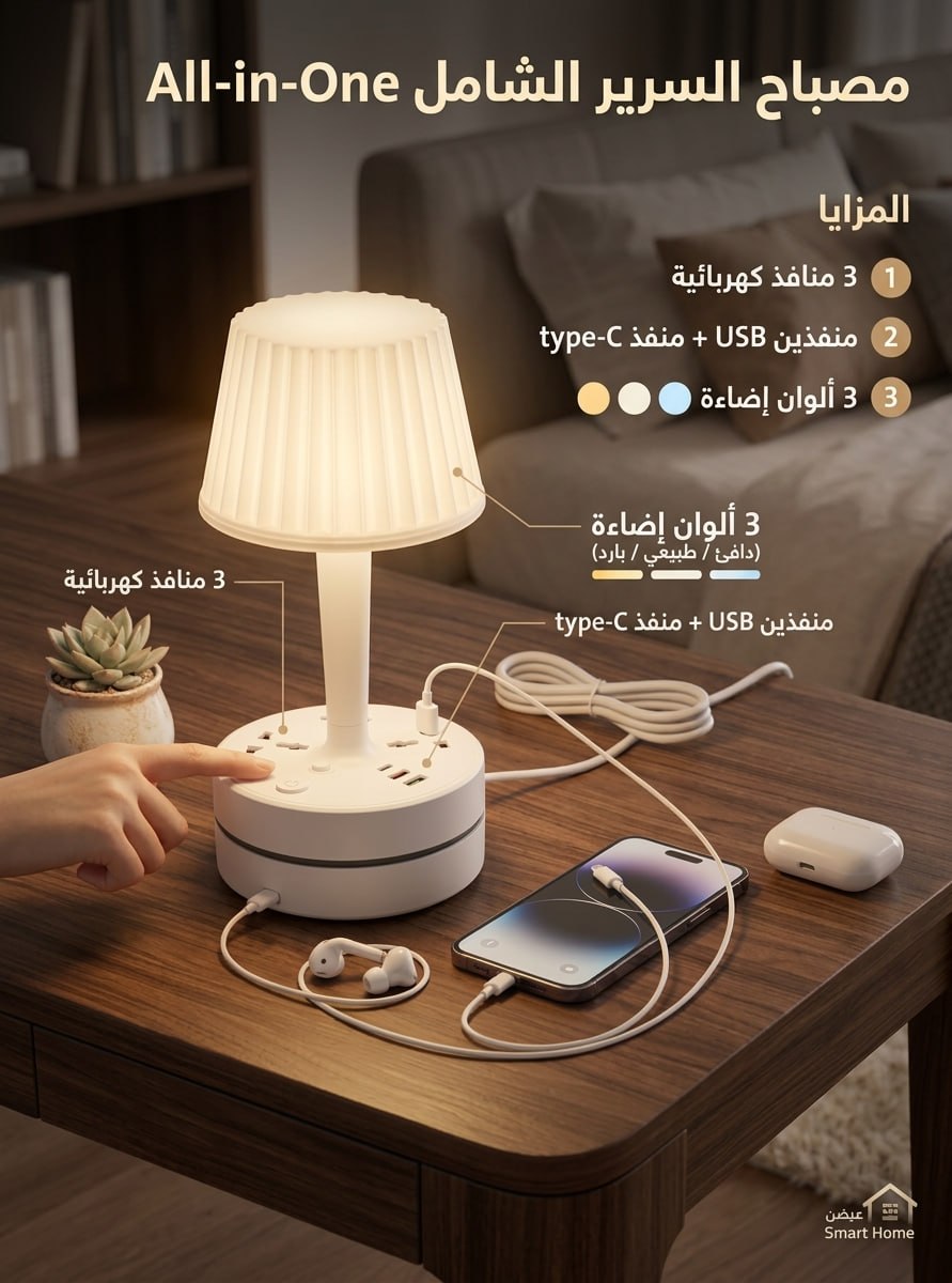 مصباح السرير الشامل 3في1